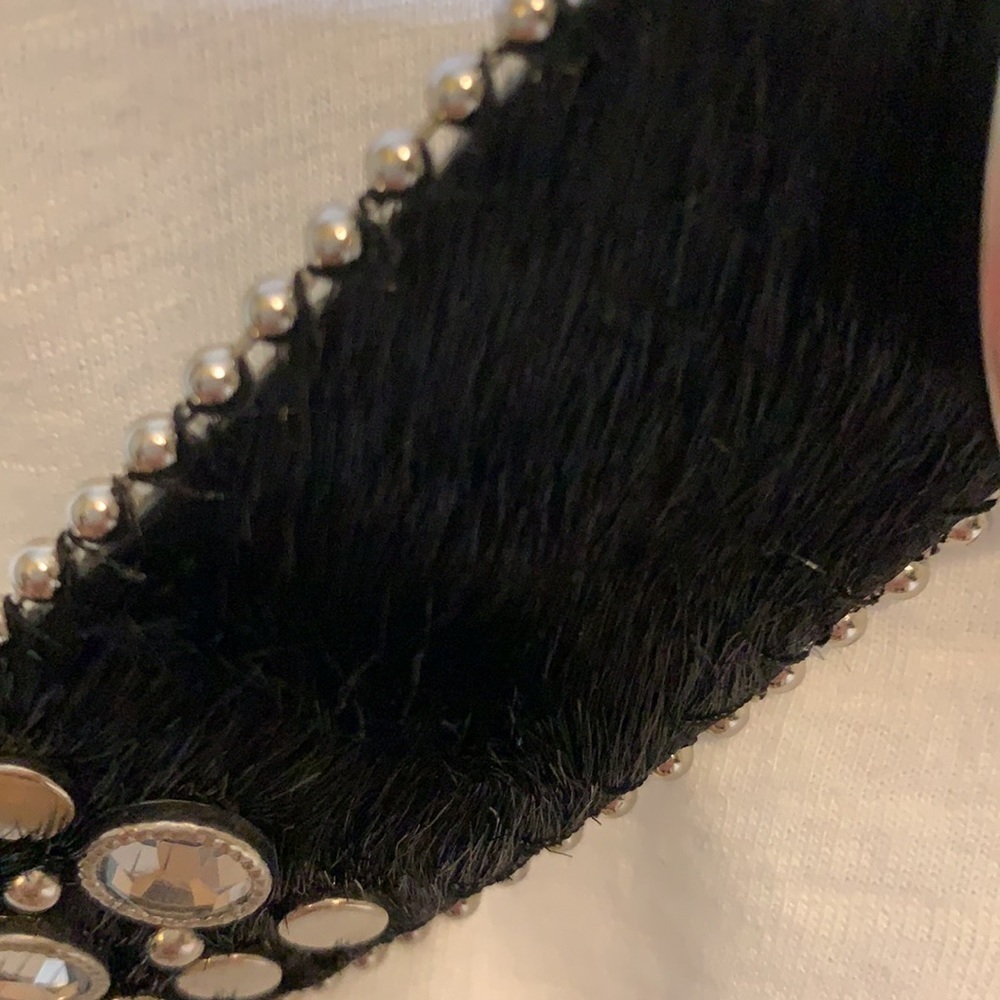 Studded Crystal Leather Cowhide Western Belt, L - Picture 3 of 8